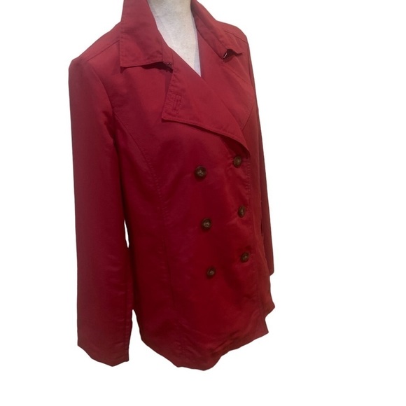Eddie Bauer polyester cranberry outer pea coat style jacket lined size medium - Picture 3 of 14